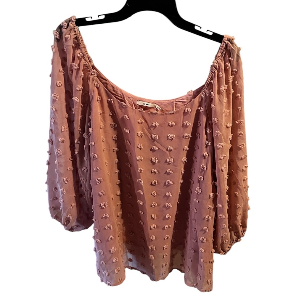 Mi Ami Blush Pink Long Sleeve Dot Blouse XL - Spring - Valentine's day